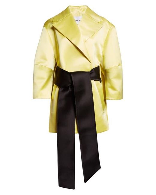 Givenchy Yellow Belted Duchesse Satin Cocoon Wrap Coat
