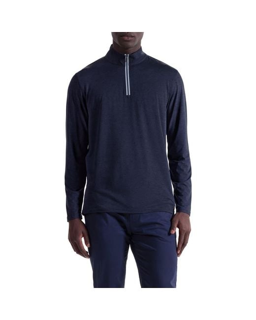 Bugatchi Blue Quarter Zip Pullover for men