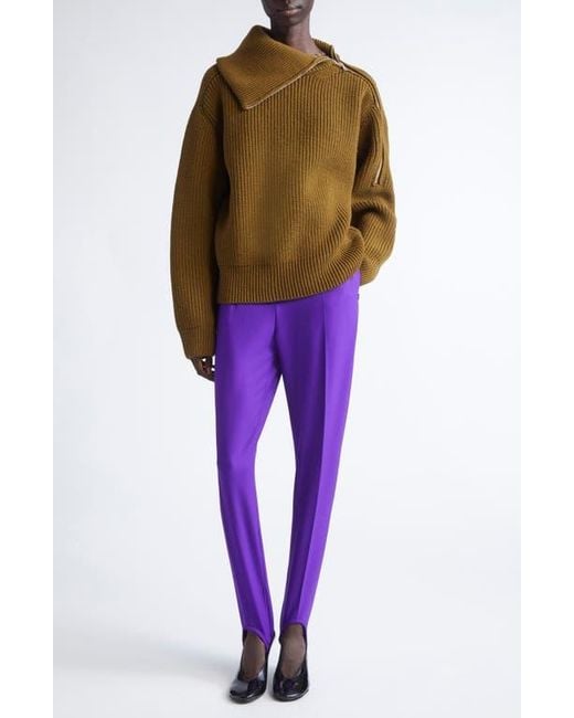 Dries Van Noten Green Talim Wool Half Zip Turtleneck Sweater