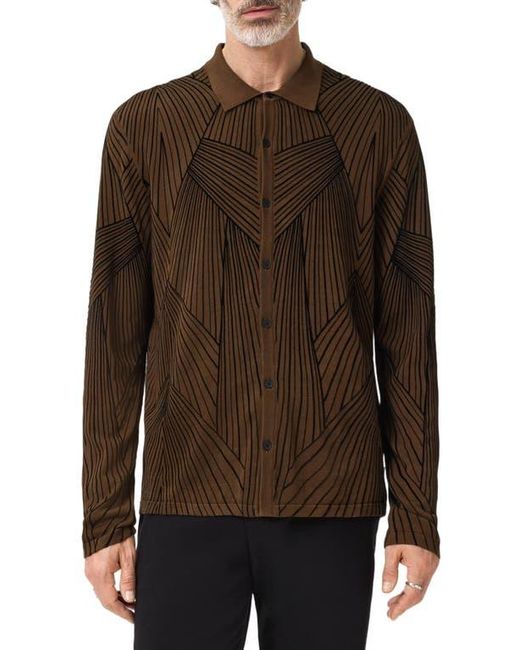John Varvatos Brown Dorian Knit Button-Up Shirt for men