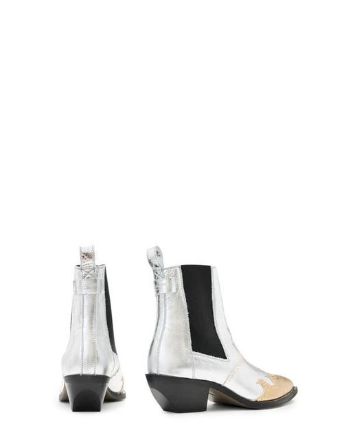 AllSaints White Denver Studded Western Chelsea Boot