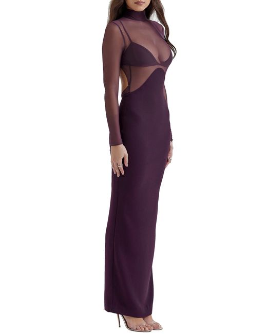 House Of Cb Purple Safiya Long Sleeve Cocktail Dress
