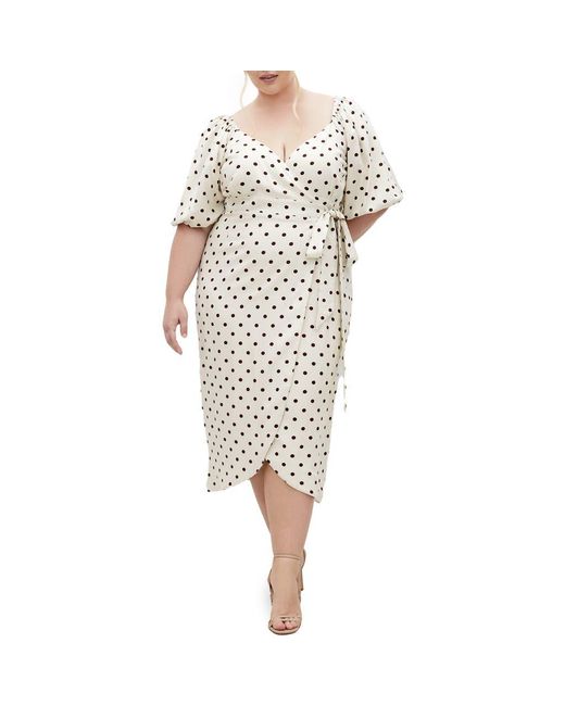 City Chic White Claudine Faux Wrap Chiffon Midi Dress