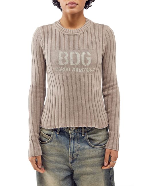 BDG Gray Stencil Rib Sweater