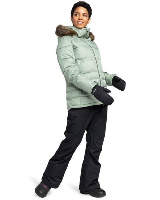 Roxy Green Quinn Insulated Puffer Coat With Removable Faux Fur Trim