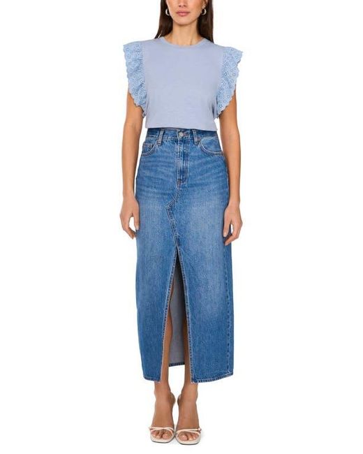 Two By Vince Camuto Blue Ruffle Eyelet Tank Top
