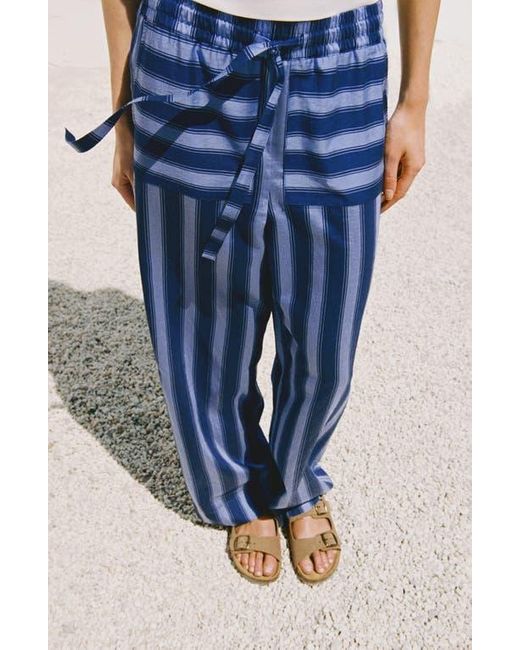 Mango Blue Stripe Wide Leg Pajama Pants