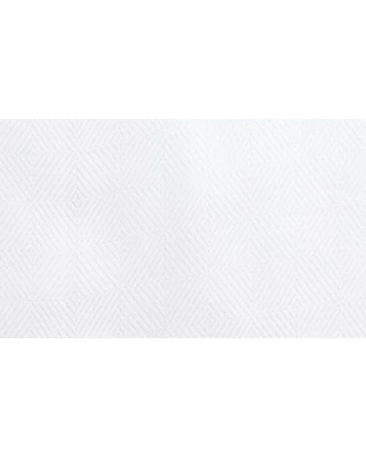 Lorenzo Uomo White Trim Fit Cotton Herringbone Dress Shirt for men