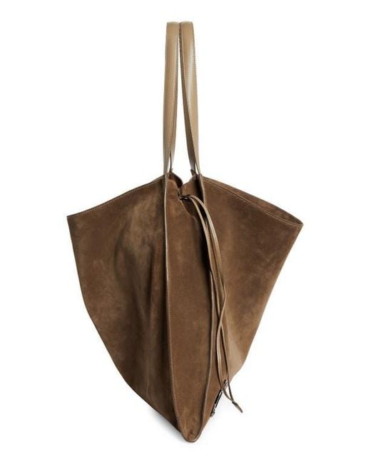 Christian Louboutin Le 54 Suede Drawstring Tote in Brown | Lyst