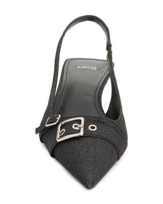 Mango Black Mecha Kitten Heel Pointed Toe Pump