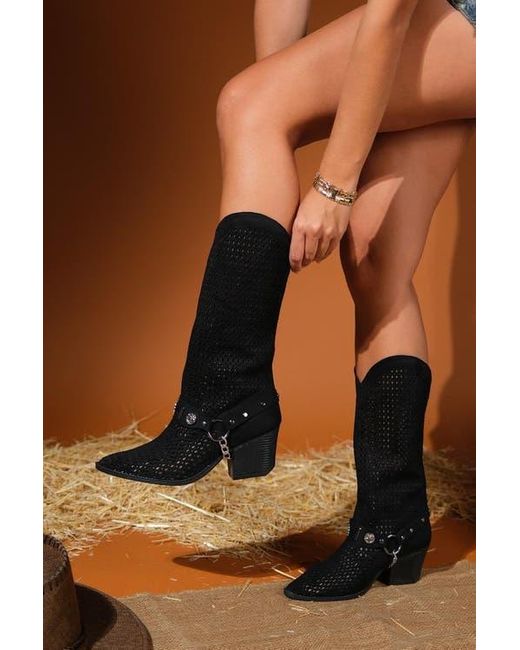 Prologue Shoes Black Lumen Block Heel Western Boot