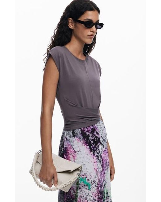 Desigual Purple Short Sleeve A-Line Dress