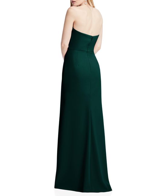 After Six Green Strapless Crepe Trumpet Gown