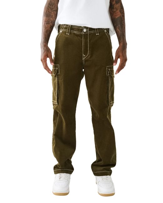 True Religion Green Big T Straight Leg Cargo Jeans for men