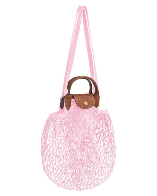 Longchamp Le Pliage Filet Knit Shoulder Bag in Pink Lyst