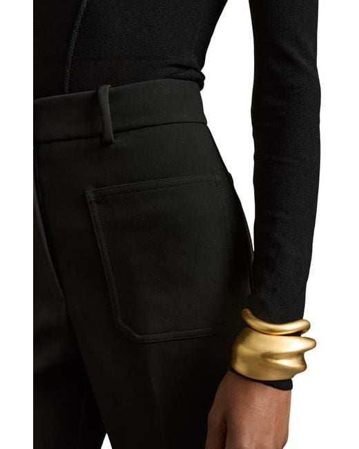 Reiss Black Priya Patch Pocket High Waist Flare Pants