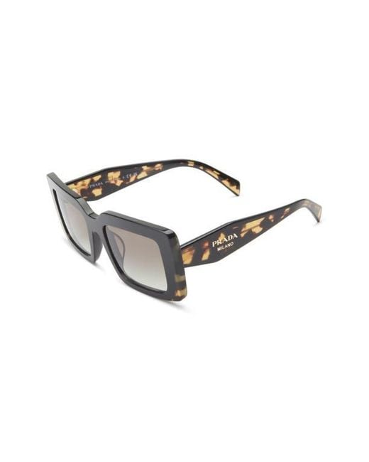 Prada Black 53Mm Rectangular Sunglasses