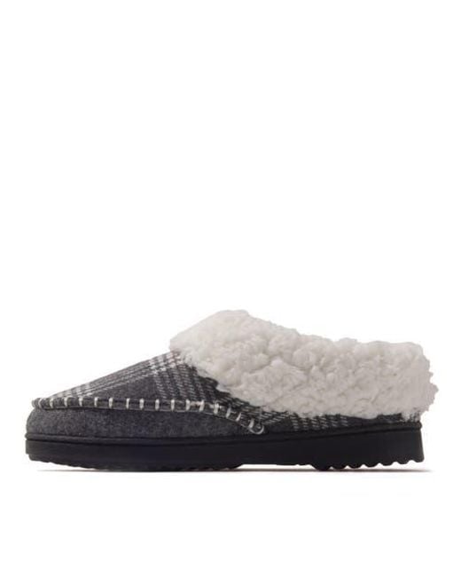 Dearfoams Black Nyla Felted Plaid Moccasin Toe Clog Slipper