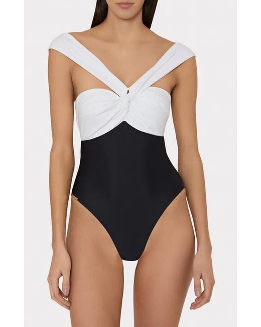 MILLY Blue Betsy Colorblock One-Piece Swimsuit