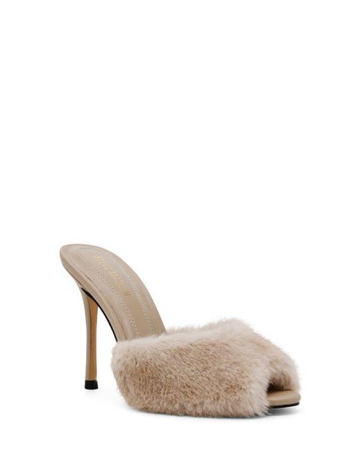 Steve Madden White Priya Faux Fur Sandal