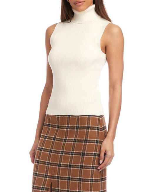 Fifteen Twenty Brown Kelli Turtleneck Sleeveless Rib Sweater