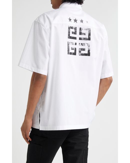 Givenchy White Short Sleeve Cotton Poplin Button-up Shirt for men