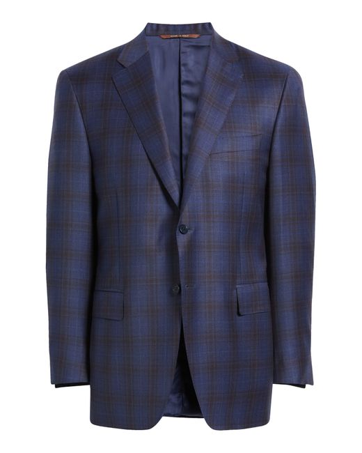 Canali Blue Siena Regular Fit Plaid Wool Sport Coat for men