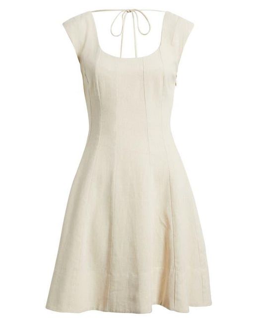 Charles Henry Natural Linen Blend Fit & Flare Dress