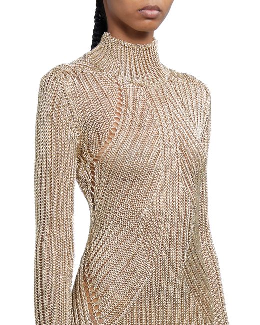 Tom Ford Natural Long Sleeve Metallic Knit Gown