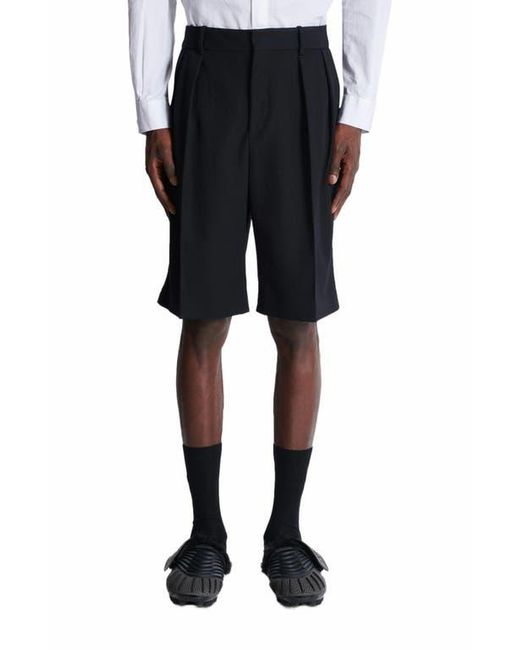 Balmain Black Grain De Poudre Pleated Bermuda Shorts for men