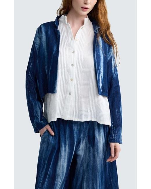 Luukaa Blue Reese Batik-Effect Short Jacket