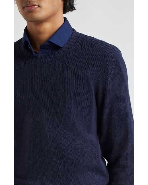 Thom Sweeney Blue Bourette Silk Crewneck Sweater for men