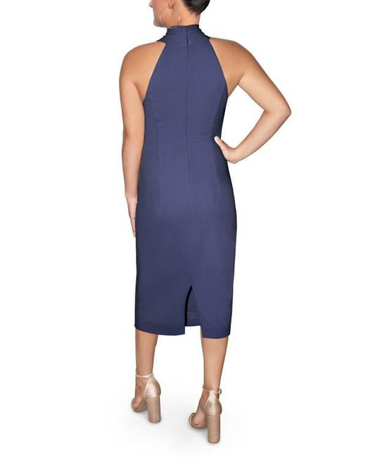 Rachel Roy Blue Harland Crossover Halter Midi Dress