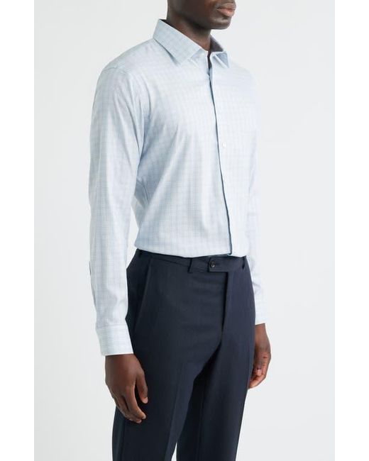Nordstrom Trim Fit Check Premium Performance Twill Dress Shirt in Blue for  Men | Lyst