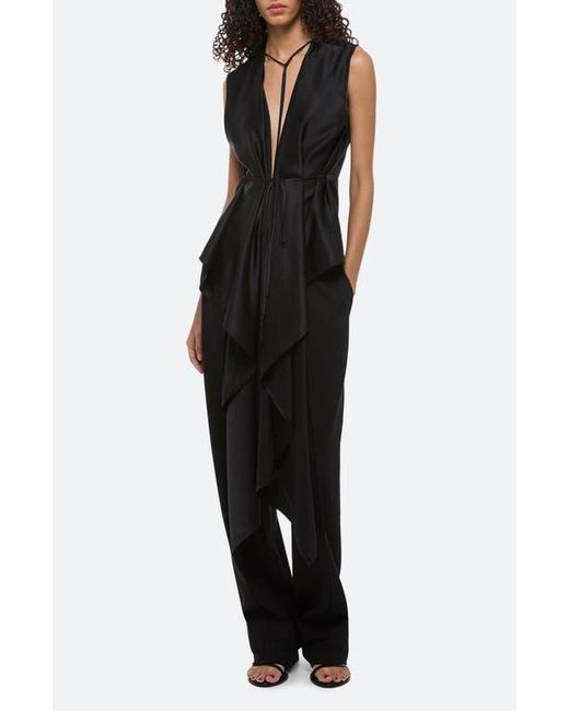Helmut Lang Black Scarf Drape Detail Reversible Silk Top