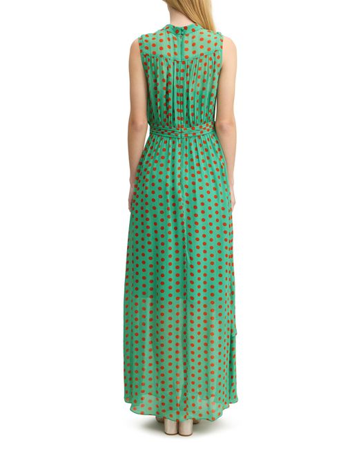 L.K.Bennett Green Robyn Dot Print Tie Neck Maxi Dress