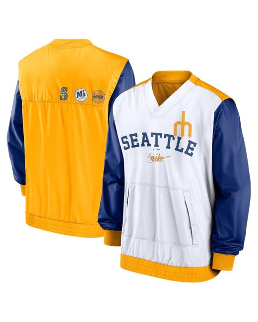 Nike /gold Seattle Mariners Rewind Warmup Vneck Pullover Jacket At