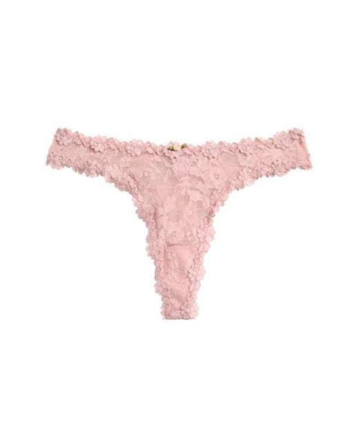 Skims Pink Stretch Lace Dipped Thong