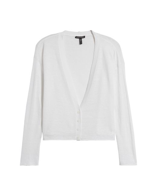 Eileen Fisher White V-neck Organic Linen & Organic Cotton Cardigan