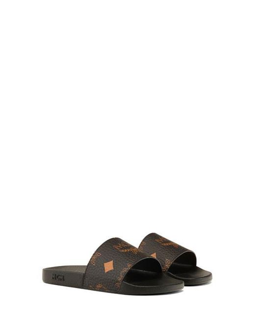 MCM Black Monogram Slide Sandal for men