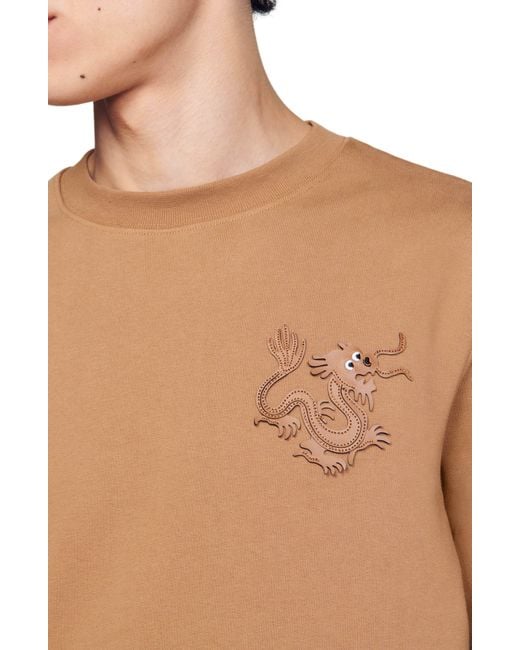 Sandro Blue Dragon Cotton Fleece Sweatshirt for men