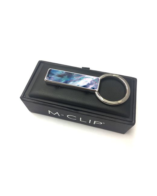M-clip Blue Mother-of-pearl Key Chain for men