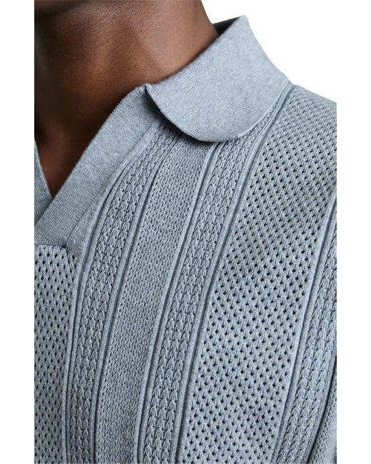 Reiss Blue Kansas Texture Stripe Polo Sweater for men