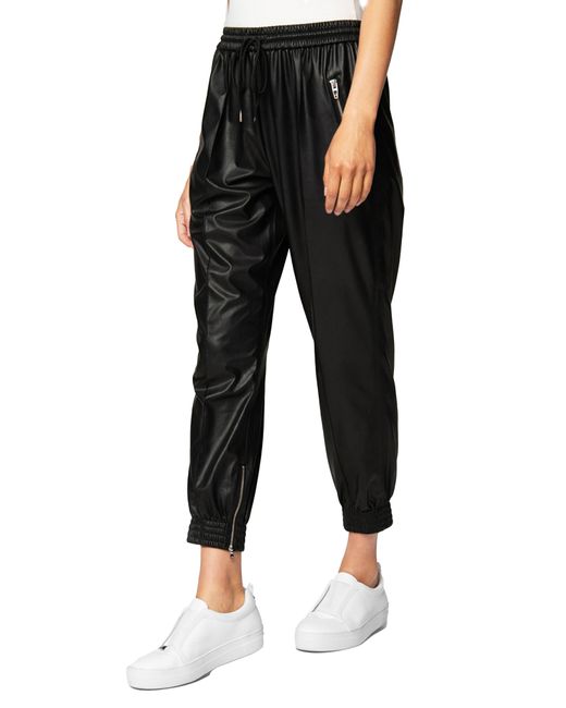 Blank NYC Black Faux Leather joggers