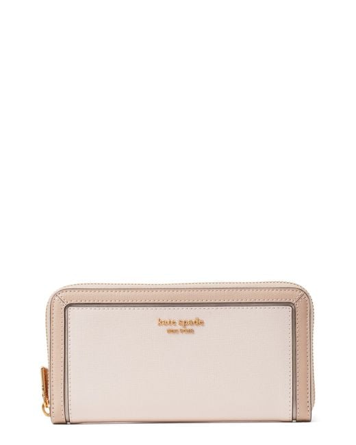 Kate Spade Morgan Colorblock Saffiano Leather Wallet in Natural | Lyst