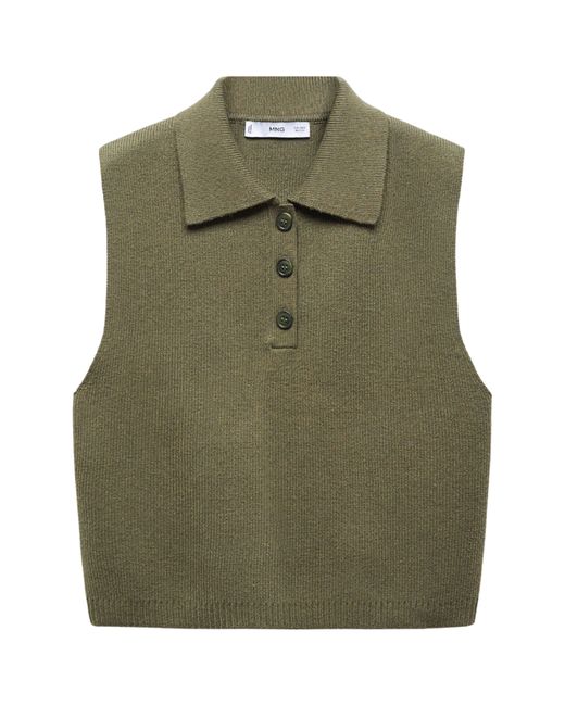 Mango Green Button Placket Sweater Vest