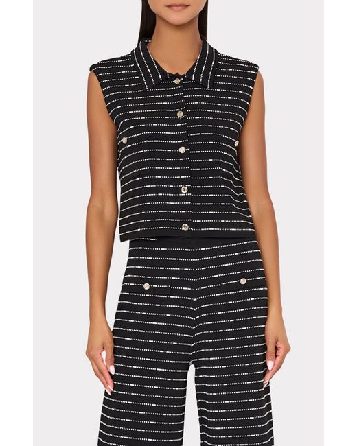 MILLY Black Lainey Sleeveless Button-Up Top