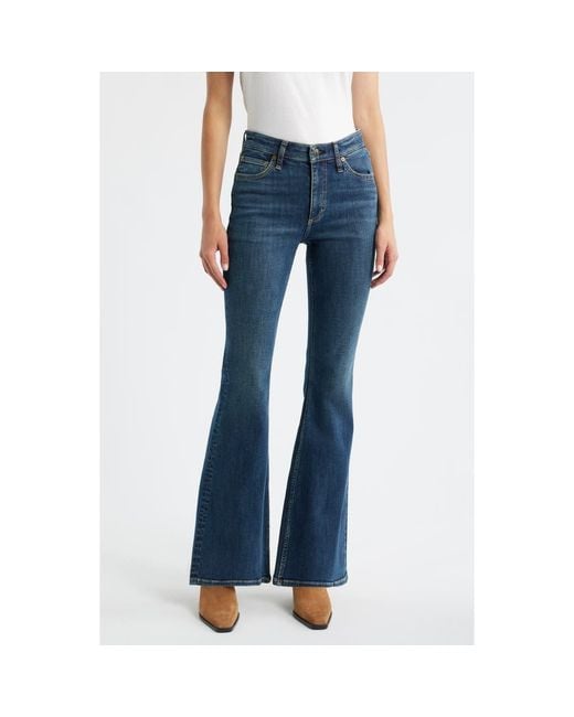 Rag & Bone Blue Flexi Dahlia Mid Rise Flare Jeans