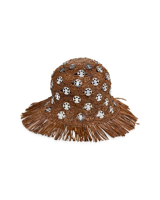 Rabanne Brown Raffia Bucket Hat