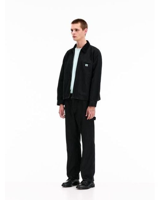 vowels Black Cord Collared Zip-Up Jacket for men